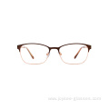 Top Quality Women Cat Eye Half Rimless Metal Optical Eyewear Frames